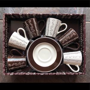 Espresso cups, set of 6 with saucers